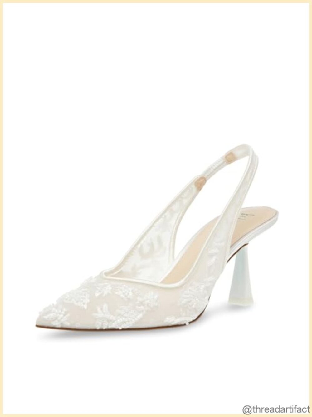 Pointed Toe Slingback Pump Embellished Embroidered Floral Evening Formal